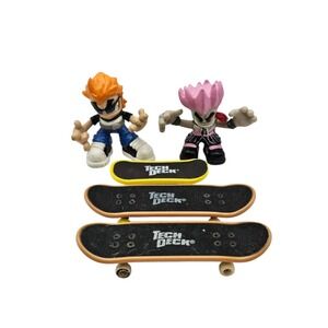 Vintage 2004 Lot of Tech Deck Dudes Eddie & Rusty Bendy Arms Skateboards Figures